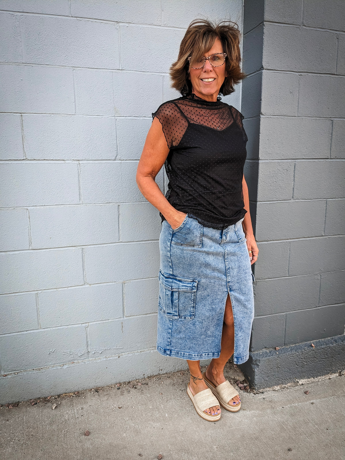 Denim Cargo Skirt