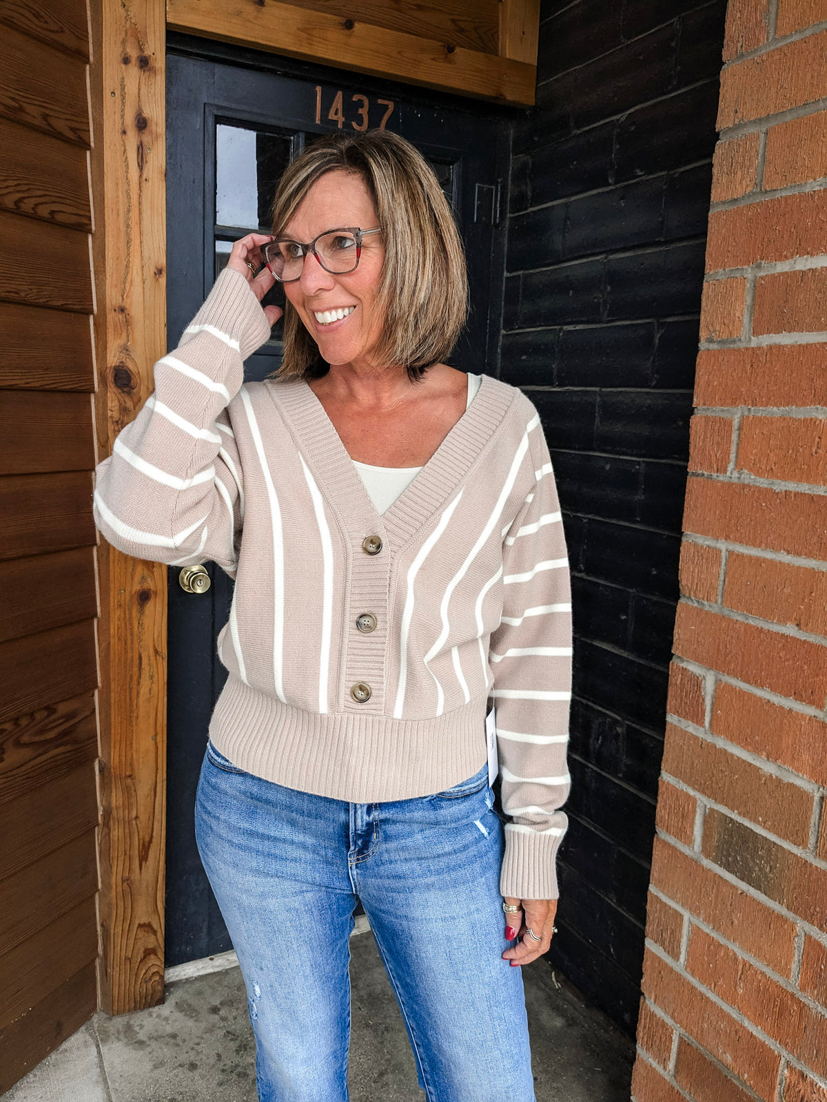 Back Lace Sweater - Taupe