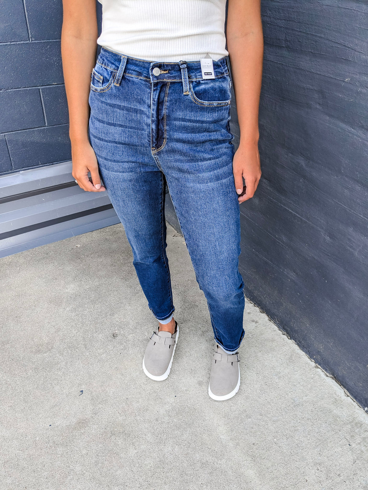 Candy Cool Denim Cuffed Boyfriend Jeans