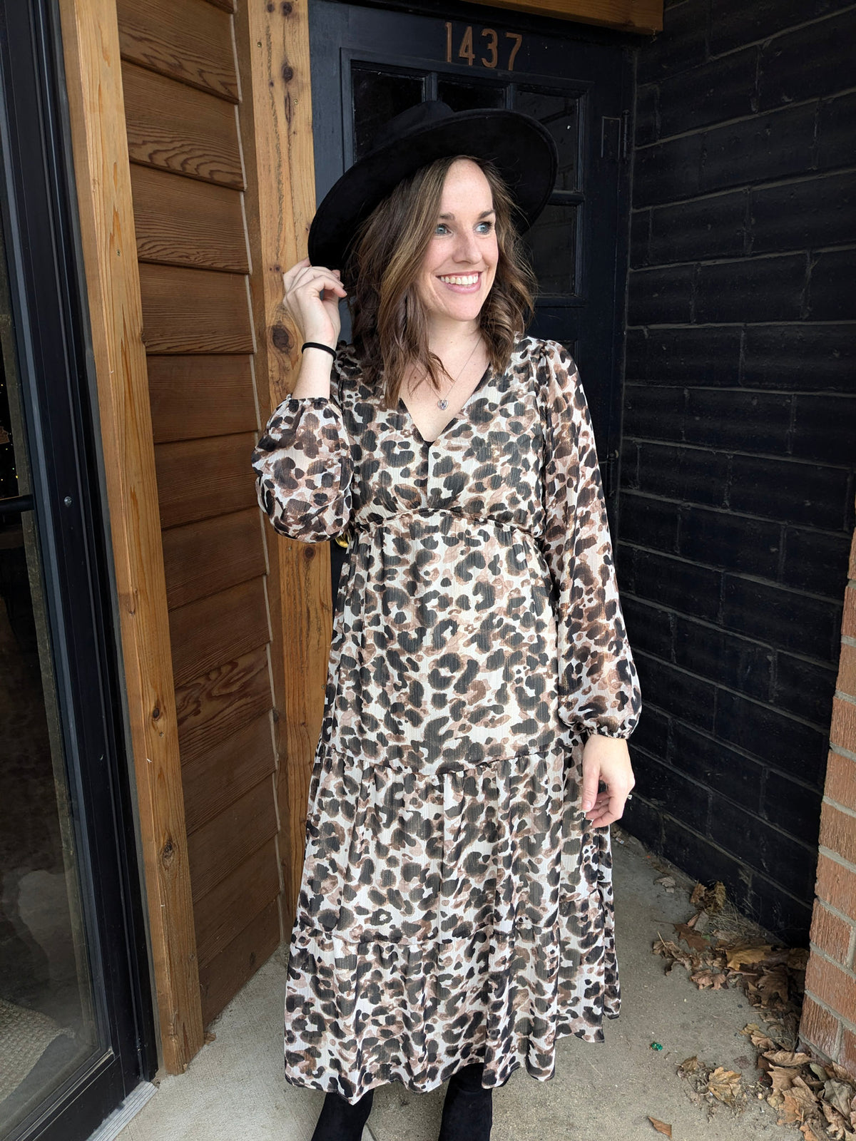 Animal Print Maxi Dress - Black/Brown