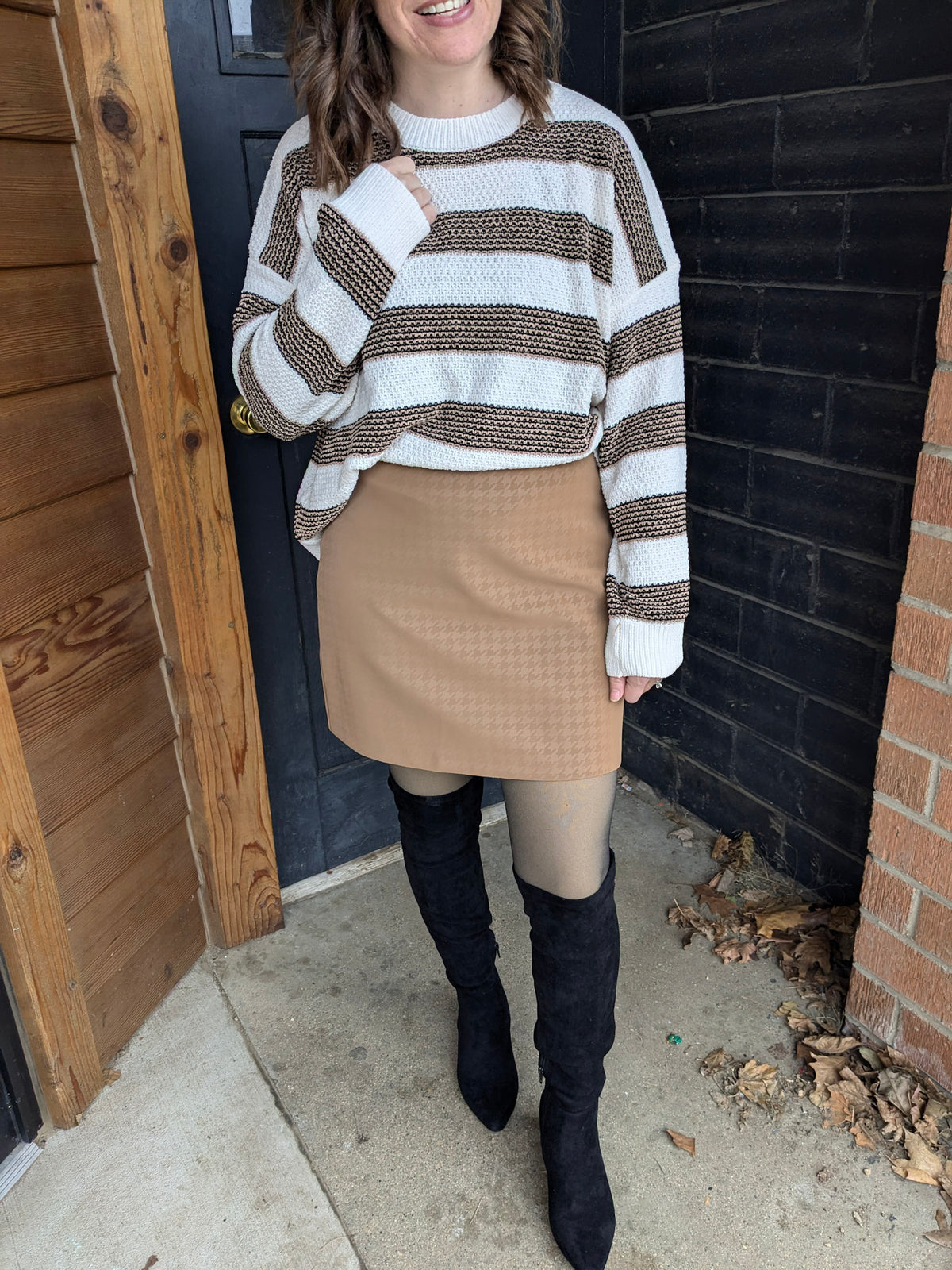 Sara Striped Sweater - Cream/Brown