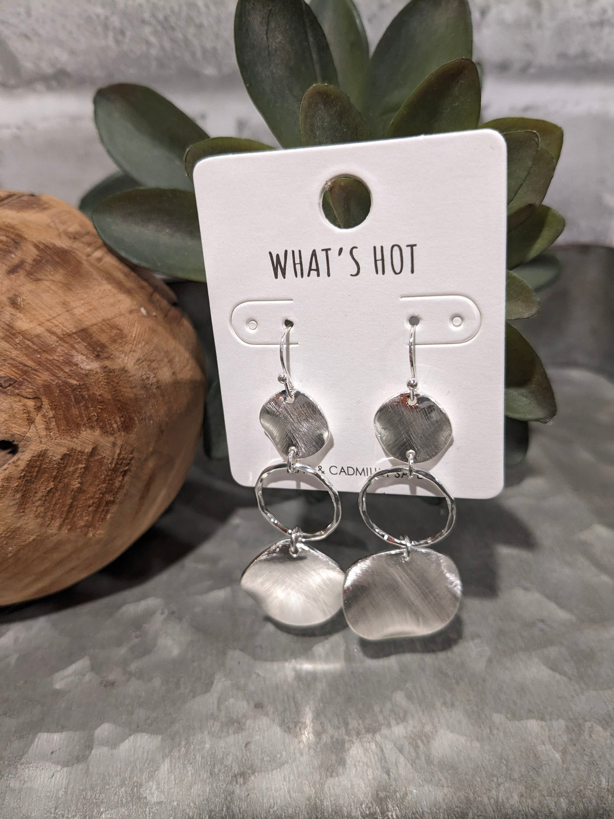 Silver 3 Circle Drop Earrings