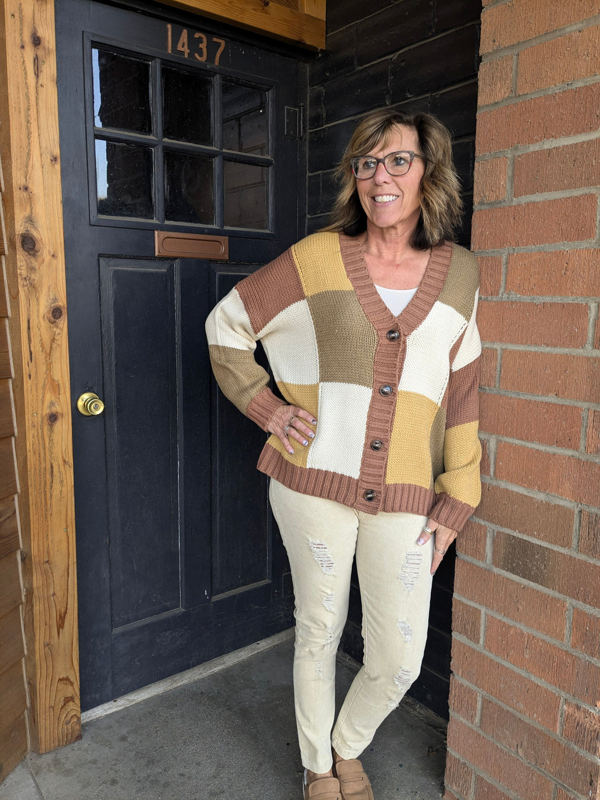 Patchwork Cardigan - Brown Combo